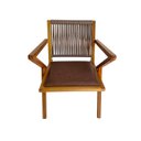 Ver imagem 1 de Cadeira Gafanhoto Assento de Couro Sintético Encosto de Corda Náutica Trançada. Mel