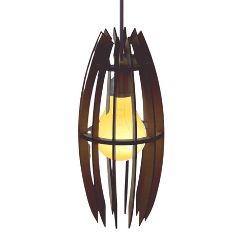 Luminária Teto tipo Pendente TURQUESA MDF - Completa - Cor: Marrom