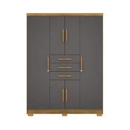 Guarda Roupas Taurus Imperial 6 Portas 3 Gavetas - com Chave para Quarto de Casal:nature Alasca - 2