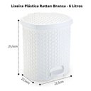 Ver imagem 4 de Lixeira Cesto 6 Lts. Rattan Tampa e Pedal Banheiro Cor Branco