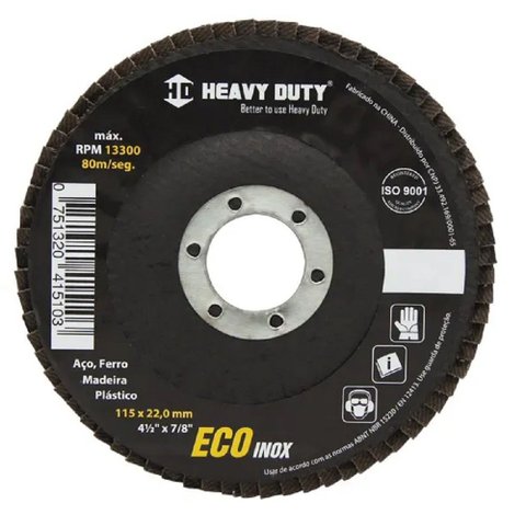 Disco Flap Ecoinox Fibra Conico 4.1/2 Grana 80 - 15 Unidades