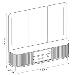 Painel com Bancada Sala de Estar 218cm Saitama para Tv até 75 com Portas Ripadas e Led Off White G18 - 4