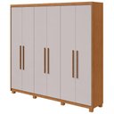 Ver imagem 1 de Guarda-roupas Casal Aries 6 Portas 5 Gavetas sem Espelho com Pés Amendoa Clean Off White