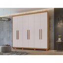 Ver imagem 4 de Guarda-roupas Casal Aries 6 Portas 5 Gavetas sem Espelho com Pés Amendoa Clean Off White