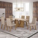 Ver imagem 1 de Mesa de Jantar Dora 160x80 Vidro 25mm Cinamomo Off White com Kit 6 Cadeiras Linho Bege - Valdemóveis