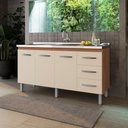 Ver imagem 1 de Balcão para Pia 150cm com 03 Portas e 03 Gavetas Diana Savana Off White Moblis