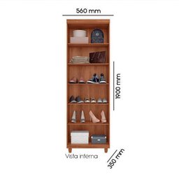 Armário Multiuso Sapateira Com Chave 2 portas e 5 Prateleiras Isabela Cor Mel - Rud Rack - 2