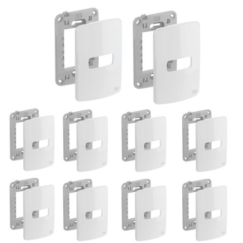 Kit C/10 Placa e Suporte 4x2" 1 Posição Compose Branco