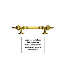 Puxador para Portas Modelo Colonial Dourado 43cm - 6
