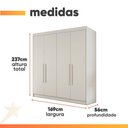 Ver imagem 3 de Guarda Roupas Casal 4 Portas 3 Gavetas 100% Mdf Tunis Off White