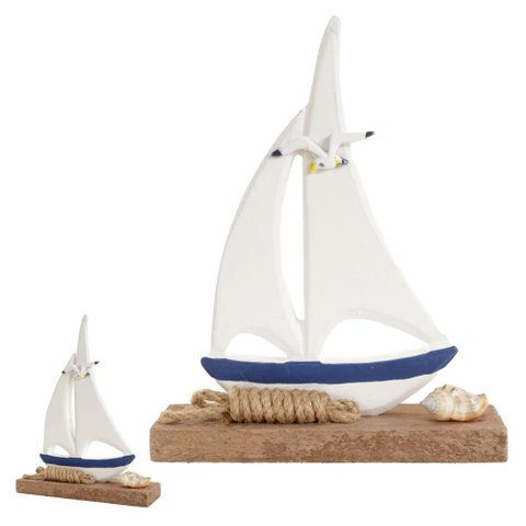 Enfeite de Natal Barco Branco e Azul 18x14cm | Natal Encantado Formosinha