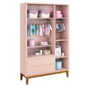 Ver imagem 2 de Cômoda Infantil e Guarda Roupa 3 Portas New Classic Rosa com Pés Madeira - Reller