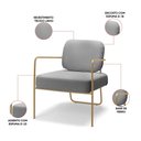 Ver imagem 3 de Poltrona Sala de Jantar Elaine Kit 2 Base Aço Dourado Linho K01 - D'rossi