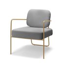 Ver mais imagens de Poltrona Sala de Jantar Elaine Kit 2 Base Aço Dourado Linho K01 - D'rossi