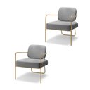 Ver imagem 2 de Poltrona Sala de Jantar Elaine Kit 2 Base Aço Dourado Linho K01 - D'rossi