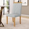 Cadeira Ana Madeira Maciça Estofada para Mesa de Jantar Linho Cinza 407 - 5
