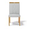 Cadeira Ana Madeira Maciça Estofada para Mesa de Jantar Linho Cinza 407 - 3
