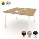 Ver imagem 3 de Mesa Trabalho Plataforma 1,20m 2 Lugares C/ Pés Cavalete F5 Cor:macadâmia com Branco