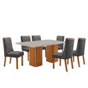 Ver imagem 2 de Mesa de Jantar Eloise 180cm Tampo MDF Vidro Canto Copo com 6 Cadeiras Carolina
