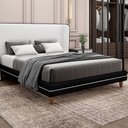Ver imagem 2 de Cama Avulsa para Colchão King Torres Pés em Madeira Pu Preto G91 - Gran Belo