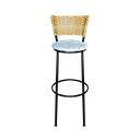 Ver imagem 4 de Jogo 3 Banqueta Alta Para Cozinha Ratan Palha Preta Estofado Floral  Floral 