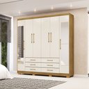 Ver imagem 1 de Guarda Roupa Dunas Casal 6 Portas de Bater 2 com Espelhos 6 Gavetas Mdf Nature/offwhite G98 - Gran B
