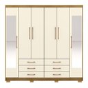 Ver imagem 7 de Guarda Roupa Dunas Casal 6 Portas de Bater 2 com Espelhos 6 Gavetas Mdf Nature/offwhite G98 - Gran B