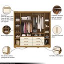 Ver imagem 3 de Guarda Roupa Dunas Casal 6 Portas de Bater 2 com Espelhos 6 Gavetas Mdf Nature/offwhite G98 - Gran B