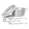 Conjunto Caçarola Panela Cozinha Hotel em Alumínio 9,8L Tampa Mais 3 Utensílios - Alumínio ABC - 1