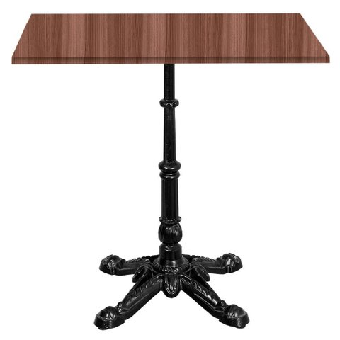 Base de Mesa Apus em Ferro Preto 75 Cm (alt) Tampo Mdp Quadrado Walnut 70 Cm (larg) X 2,5 Cm (alt)