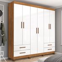 Ver imagem 1 de Guarda-roupa Casal Mondo 6 Portas 4 Gavetas com Pés Cinamomo/branco - Pnr Móveis