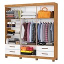 Ver imagem 2 de Guarda-roupa Casal Mondo 6 Portas 4 Gavetas com Pés Cinamomo/branco - Pnr Móveis