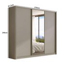 Ver imagem 3 de Guarda Roupa 276cm Laterais Curvas 100% Mdf com Espelho Cor:grigio