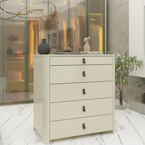 Cômoda Ilha Innova 5 Gavetas Off White - Gelius