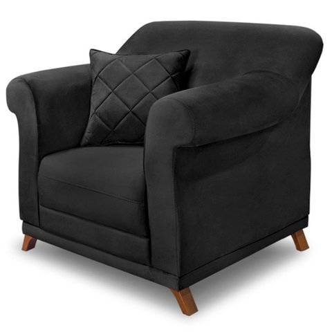 Poltrona Decorativa Retro Polo com Almofada Veludo 2237 Ezz 2237