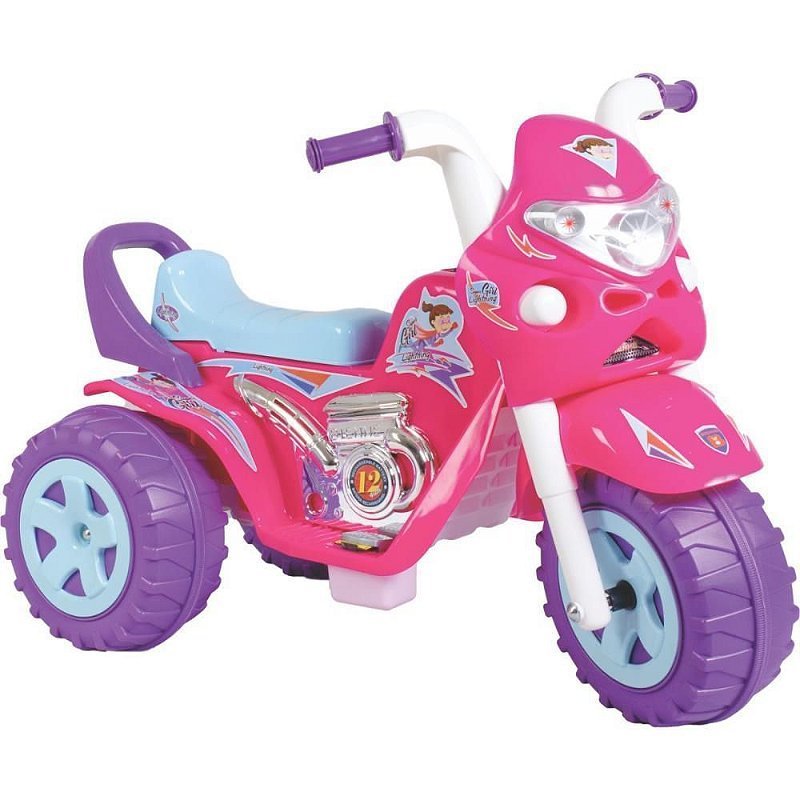 Mini Moto Elétrica Infantil GP Raptor Super Girl - 2 Marchas 6V - Rosa