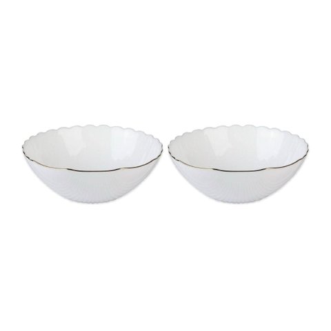 Jogo de 2 Bowls Tetis em Vidro Opalino Gold Rim 470ml - Lhermitage