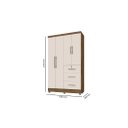 Ver imagem 3 de Roupeiro / Guarda Roupas / Armário Tok 1.20m 4 Portas Puxadores Cromados 3 Gavetas Sendo 1 com Chave