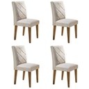 Ver imagem 1 de Conjunto de 4 Cadeiras de Jantar Estofadas Veludo 100% MDF Irlanda Bege/Creme/Imbuia