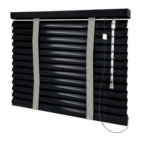 Persiana Horizontal - 1,20m Larg X 2,50m Alt - Alumínio 50mm com Fita Decorativa - Cor: Preta - Fita