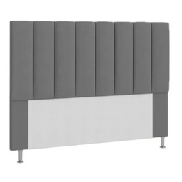 KIT Cabeceira Mais Calçadeira com bau eros Casal 140 cm Para Cama Box Suede cinza Biselos-Decor - 2