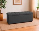 Ver imagem 6 de Kit Cabeceira Mais Calçadeira com Bau Eros Casal 140 cm para Cama Box Suede Chumbo Biselos-Decor
