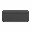 Ver imagem 5 de Kit Cabeceira Mais Calçadeira com Bau Eros Casal 140 cm para Cama Box Suede Chumbo Biselos-Decor