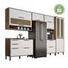 Armário de Cozinha Completo 6 Peças 100% MDF 12 Portas com Palha Sintética Vicenza Espresso Móveis - 2