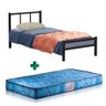 Cama de Ferro Tubular Solteiro 88 Resistente Laís Preto Primoart com Colchão Gazin - 1