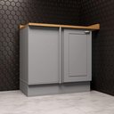 Ver imagem 1 de Balcão Canto Americana Henn com Tampo Mdf Henn 94 Cm Cinza / Nature