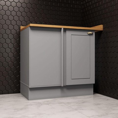 Balcão Canto Americana Henn com Tampo Mdf Henn 94 Cm Cinza / Nature