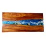 Mesa em Madeira de Lei e Resina Epóxi até 6 Lugares Tema "ondas" Craft Wood Mesa de 6 Lugares - 1