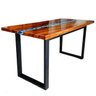 Mesa em Madeira de Lei e Resina Epóxi até 6 Lugares Tema "ondas" Craft Wood Mesa de 6 Lugares - 7