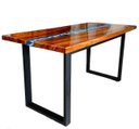 Ver imagem 7 de Mesa em Madeira de Lei e Resina Epóxi até 6 Lugares Tema "ondas" Craft Wood Mesa de 6 Lugares